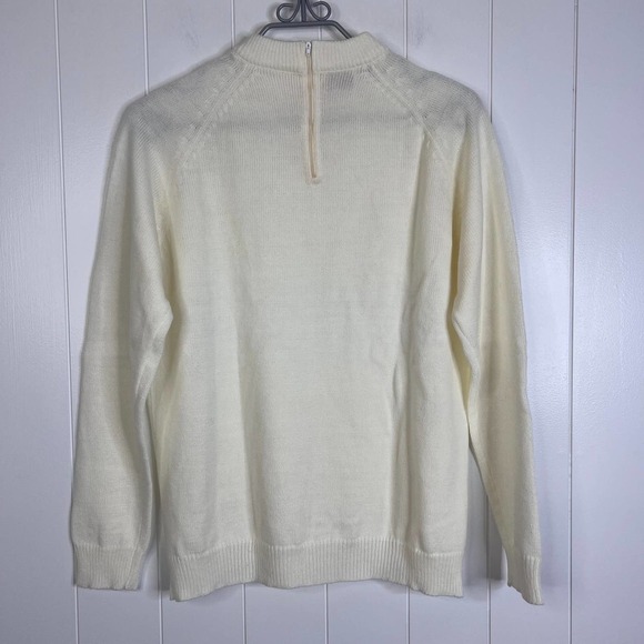 Vintage Montgomery Ward Ivory 100% Acrylic Mock Neck‎ Sweater SZ 44 - Picture 5 of 6